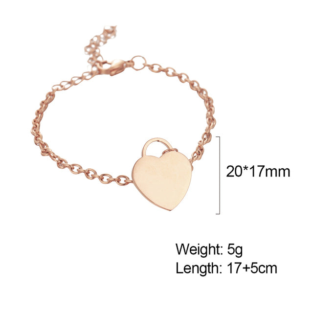 Stainless Steel Love Heart Custom name Bracelet For Women