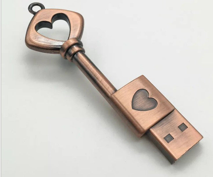 Heart Shaped Bronze Key Storage  U Disk